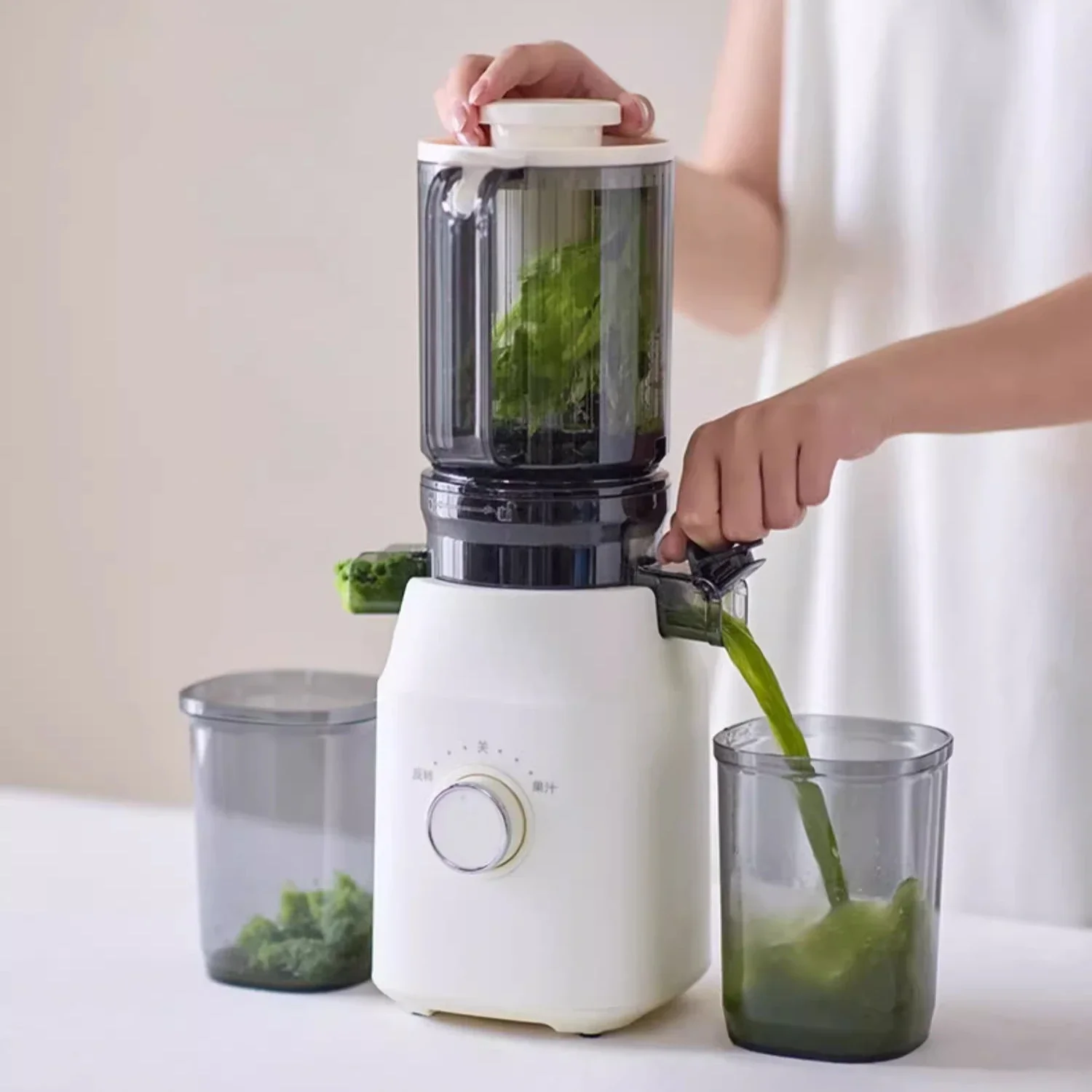 Бытовая мгновенная соковыжималка Olayks: автоматическая шлаковая сепарация сока, медленно измельчение сока большого диаметра