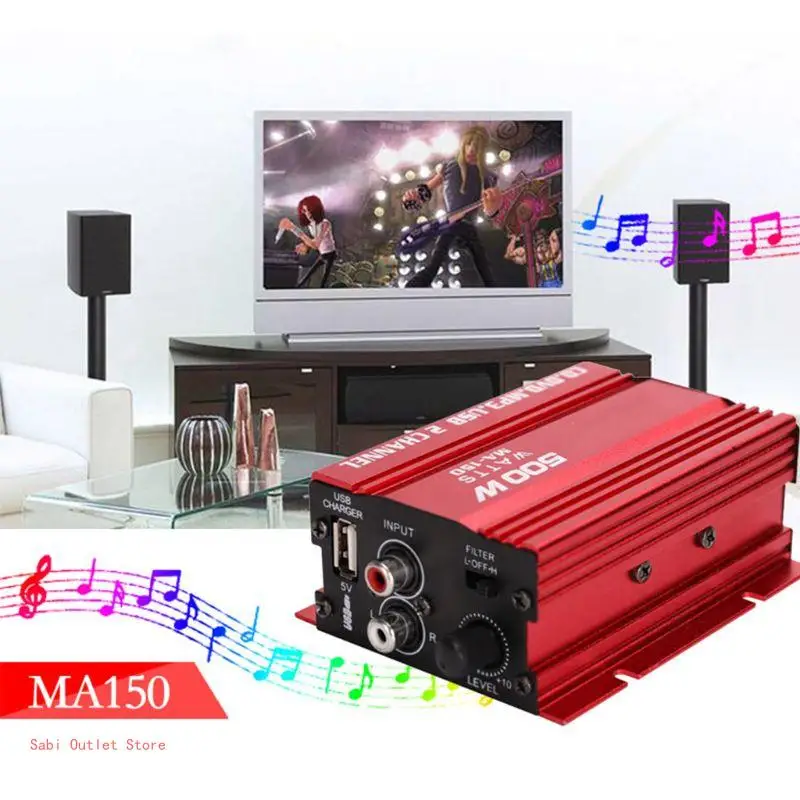 ลำโพงติดรถยนต์คุณภาพเสียงดี Mini Hi-Fi 500W ลำโพง 2 ช่อง