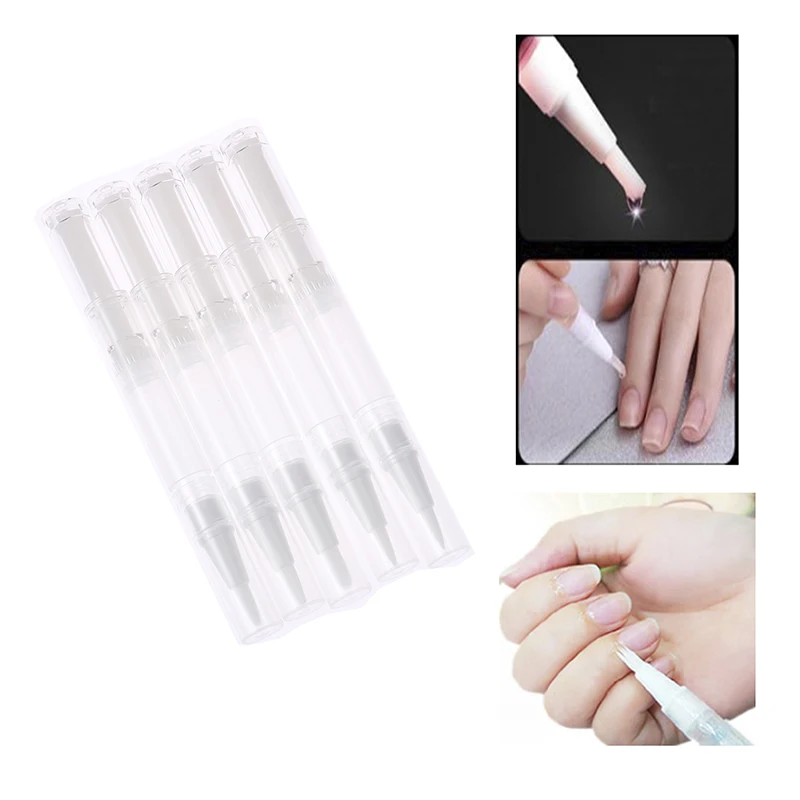 5pcs 3ml Travel Empty Twist Pen With Brush Cosmetic Container Nail Oil Lip Balm