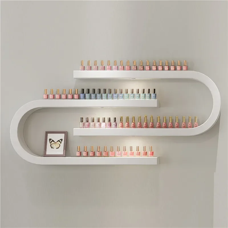 Creative U-shaped Nail Polish Organizer Metal Storage Shelf Display Rack  Salon Cosmetics Wall   Hanging