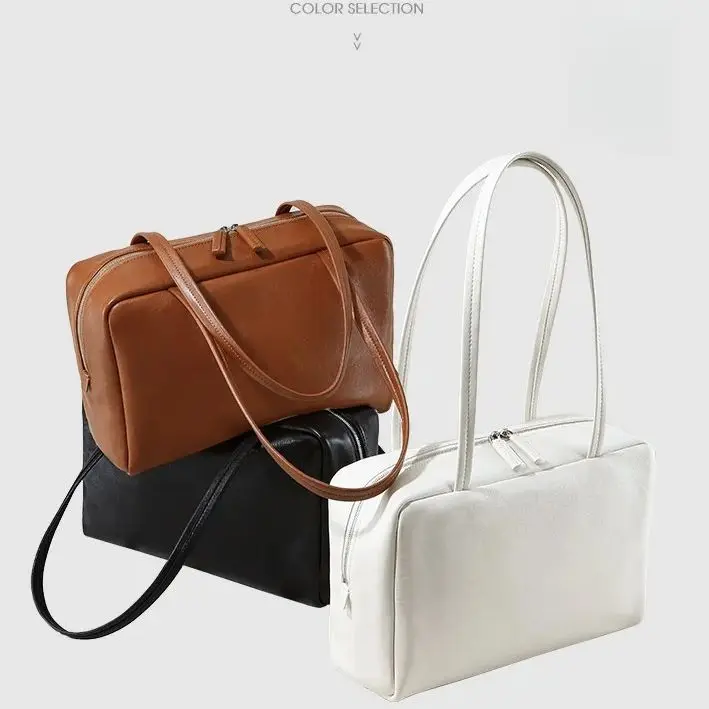 Large-capacity Women's Top-Grain Vegetable-Tanned Leather Underarm Bag Stylish and Versatile Genuine Leather Shoulder Bag Soft