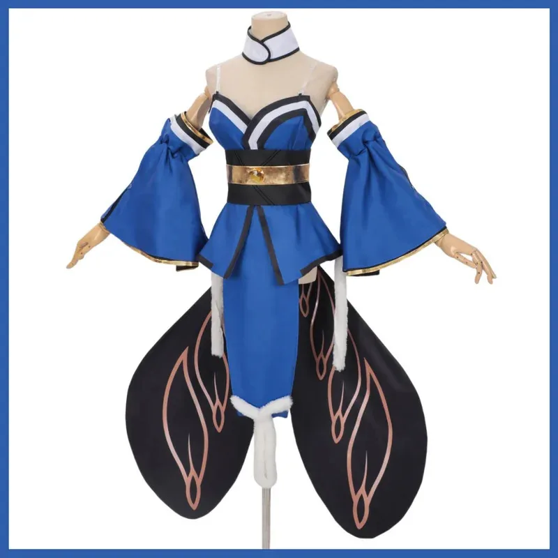 ゲームグランドオーダー玉藻ノ舞コスプレ衣装フェイトエクストラブルー漢服ドレスウィッグ女性セクシーな伝統的な祭りスーツx;2'a,6.h;8'v