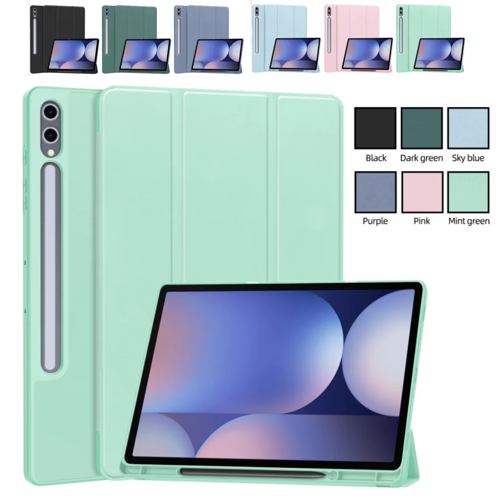 Case for Samsung Galaxy Tab S10 Plus SM-X820 X826B 12.4 inch 2024 PU Leather Tri-fold Tablet Cover 12.4