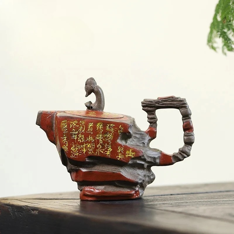 Yixing handmade purple clay teapot, original ore, aged old clay, still observation, Kung Fu tea set, Chinese teapot 220ml