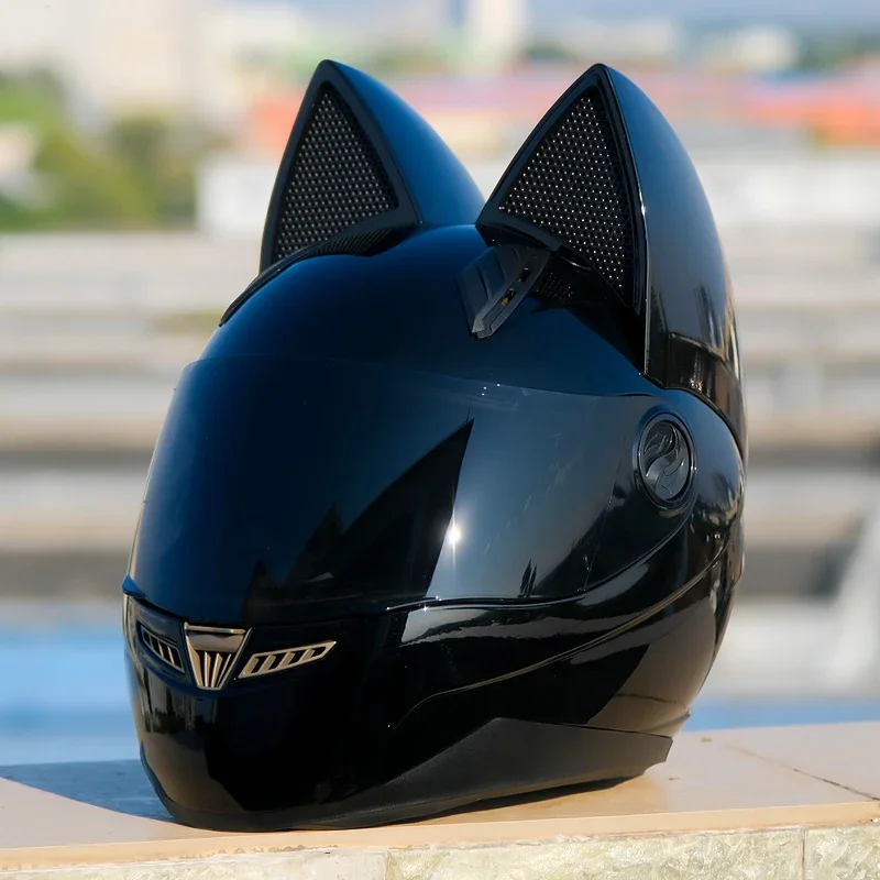 

Full Face Motorcycle Helmet Men Motocross Safety Helmet Black Cat Ear Helmet Women Motorcycle Capacetes Casque DOT Approved