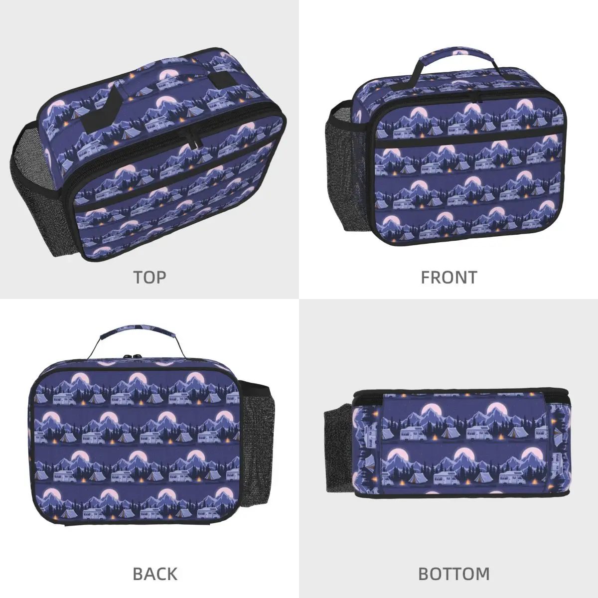 Happy Campers Insulated Lunch Bag for Kids School Cooler Thermal Food Box Tote Portable Lunch Boxes Container