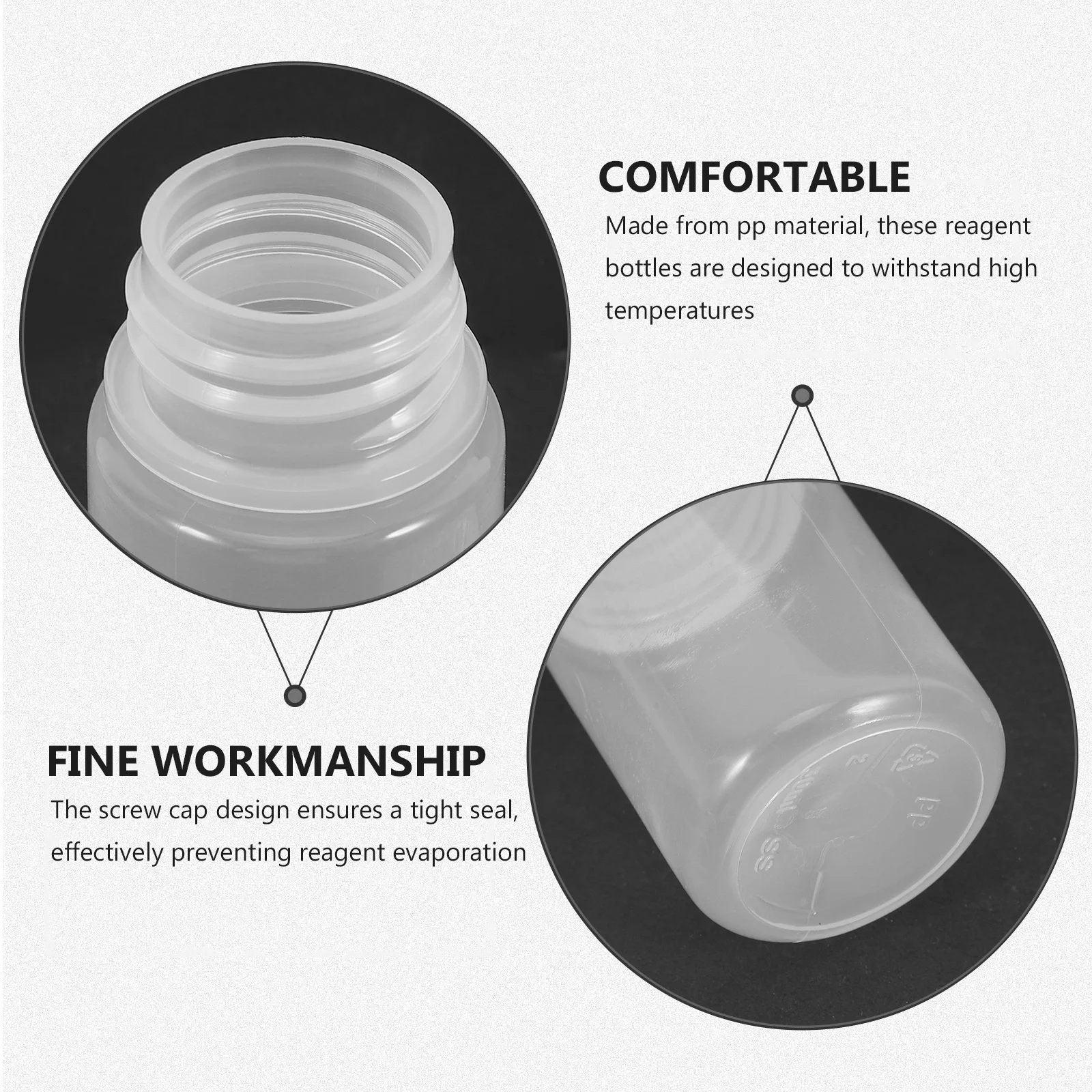 10Pcs 30ml High Temp Resistant Reagent Bottles Clear Screw Caps Chemical Plastic Vials Plastic Vials with Caps