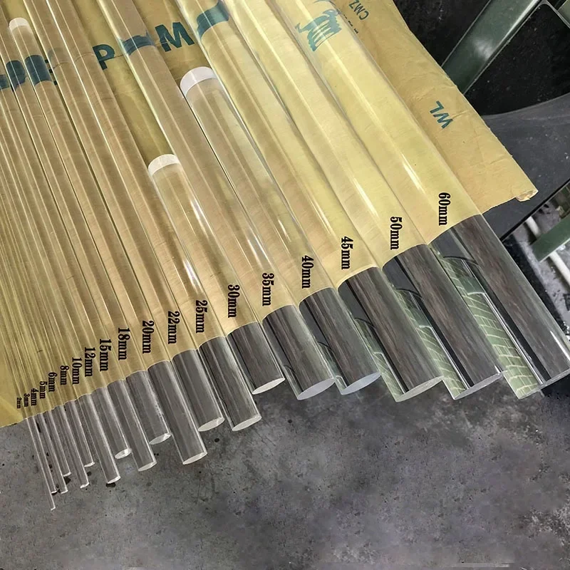 Transparent Acrylic Round Bar Plastic Plexiglass Solid Rod PMMA Organic Glass DIY Craft Architectural Model Material Guide Rod