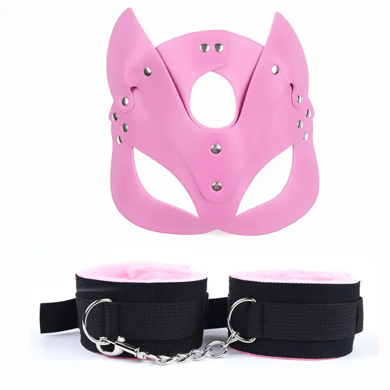 Mask With Plush Nylon Plush Sex Handcuffs Bondage Slave Exotic Accessories Toys For Couples Adults Games