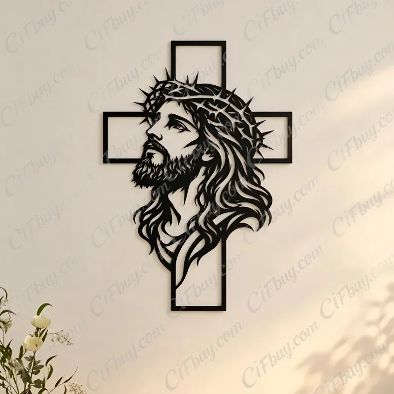 CIFBUY Jesus Christ Cross Metal Wall Art Iron Religious Sculpture Rust Proof Home Decor Rustic Farmhouse Living Room