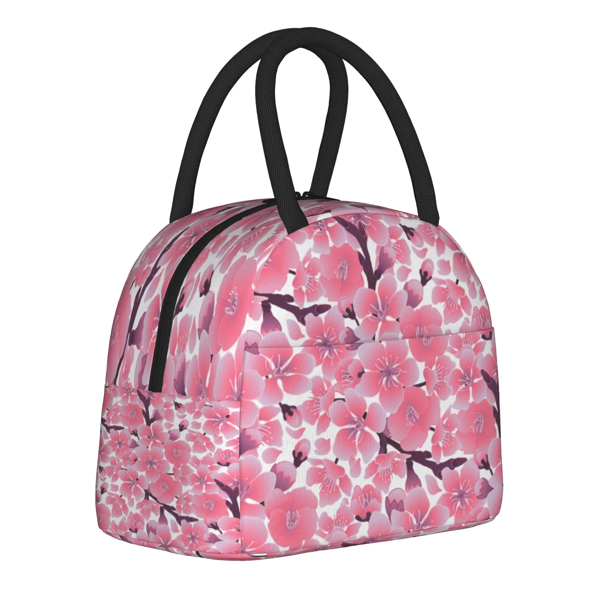 Japanese Sakura Cherry Blossom  Insulated Lunch Bag Cooler Bag Meal Container  Large Tote Lunch Box Girl Boy Work  Travel