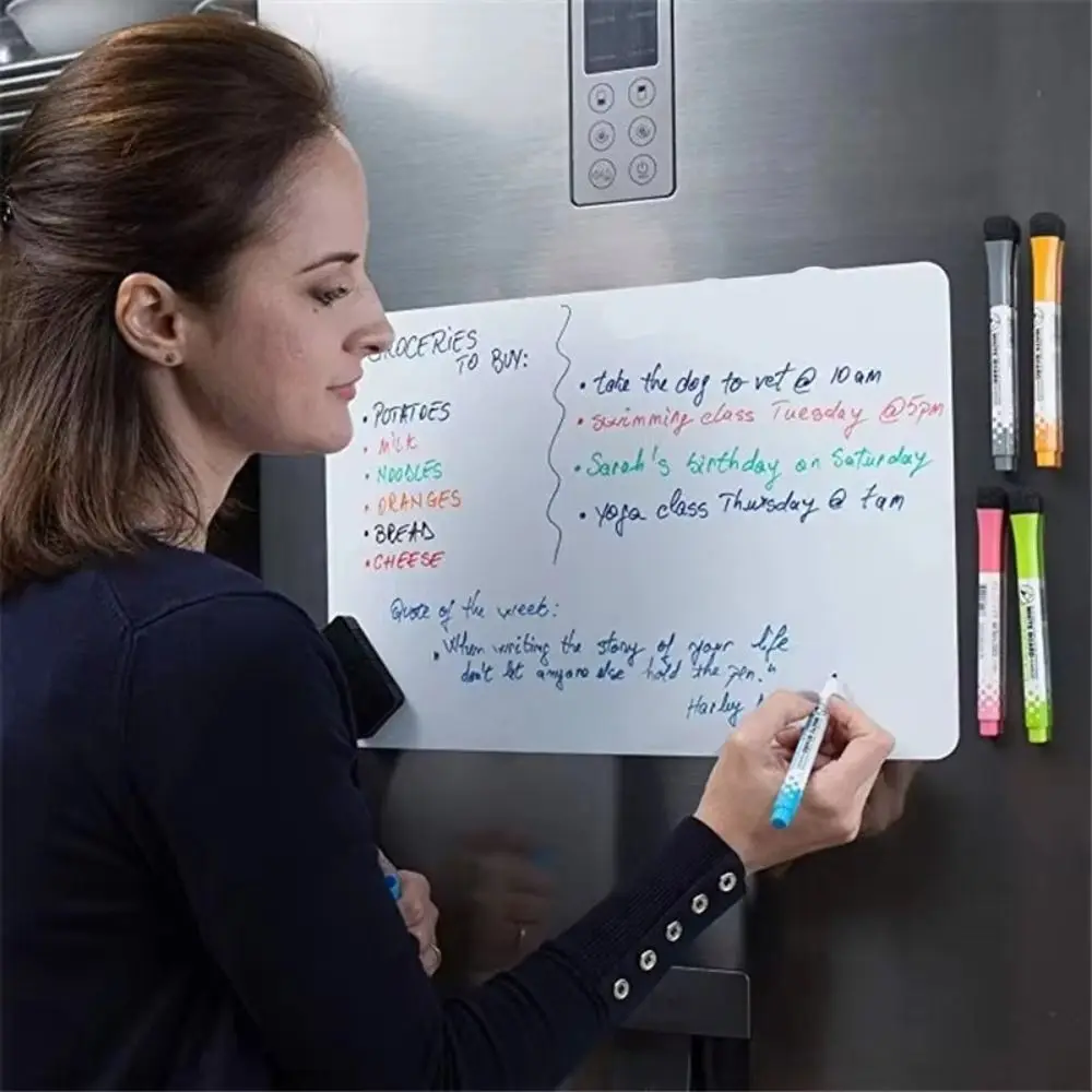 Creative A3/A4/A5 ตู้เย็นแม่เหล็กไวท์บอร์ด Erasable Bulletin Board รายเดือนสีขาว Board Reusable ตู้เย็นสติกเกอร์