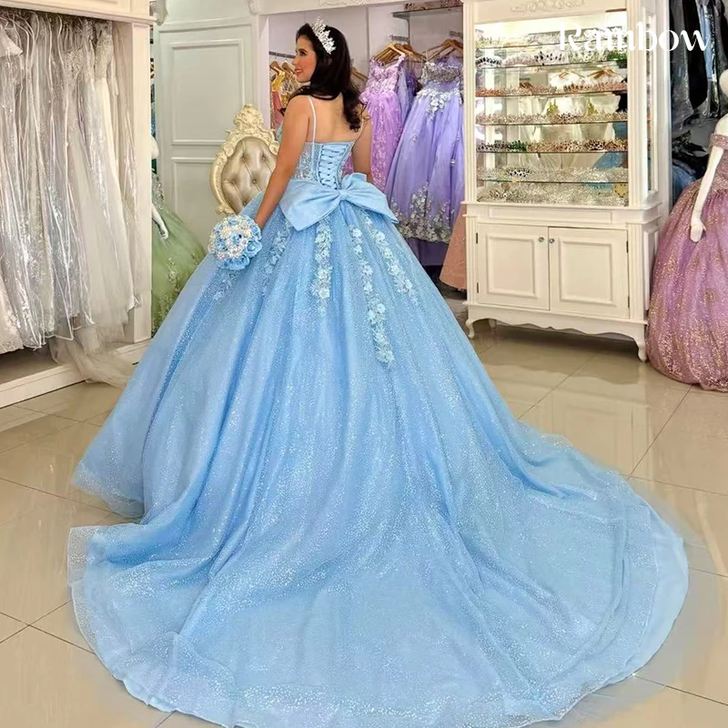 High Quality Quinceneara Dress Organza With Embroidery Sequins Ball Gown Sleeveless Spahrtti Strap Customized Vestido De Noche