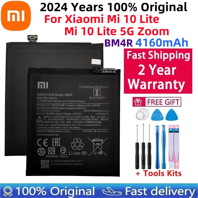 Baterai ponsel 2024 tahun 100% asli BM4R 4160mAh untuk Xiaomi Mi 10 Lite 10 Lite 5G Zoom baterai pengganti pengiriman cepat