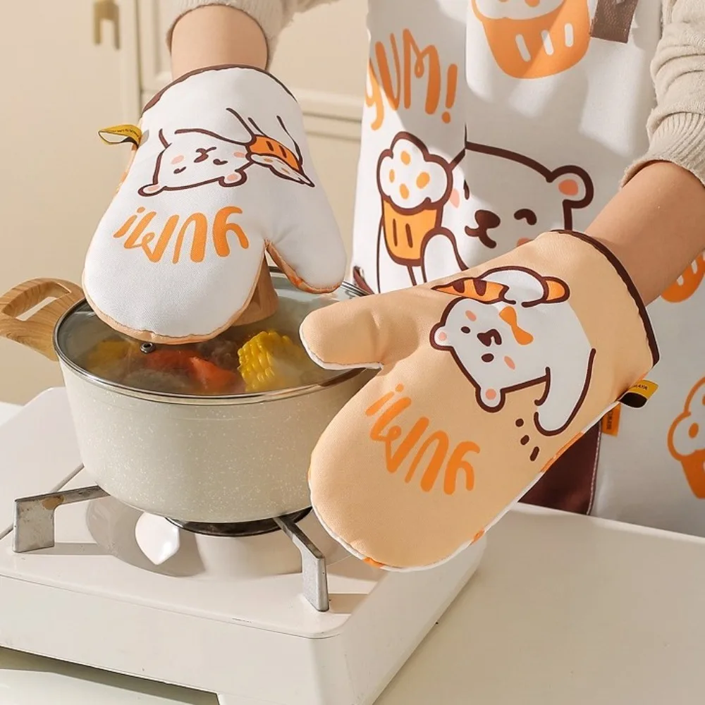 

Creative Thickened Insulated Gloves Cotton Portable Heat-Resistant Gloves Comfortable Cartoon Baking Gloves Kitchen
