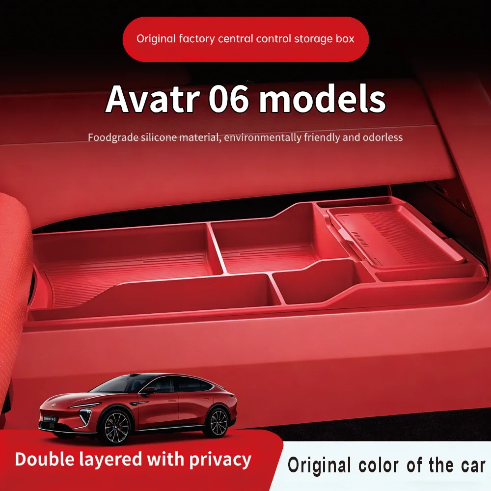For Avatr 06/07/12 Center Console Liquid Silicone Storage Box Car Armrest Organizer Tray Interior Accessories for Vehicle