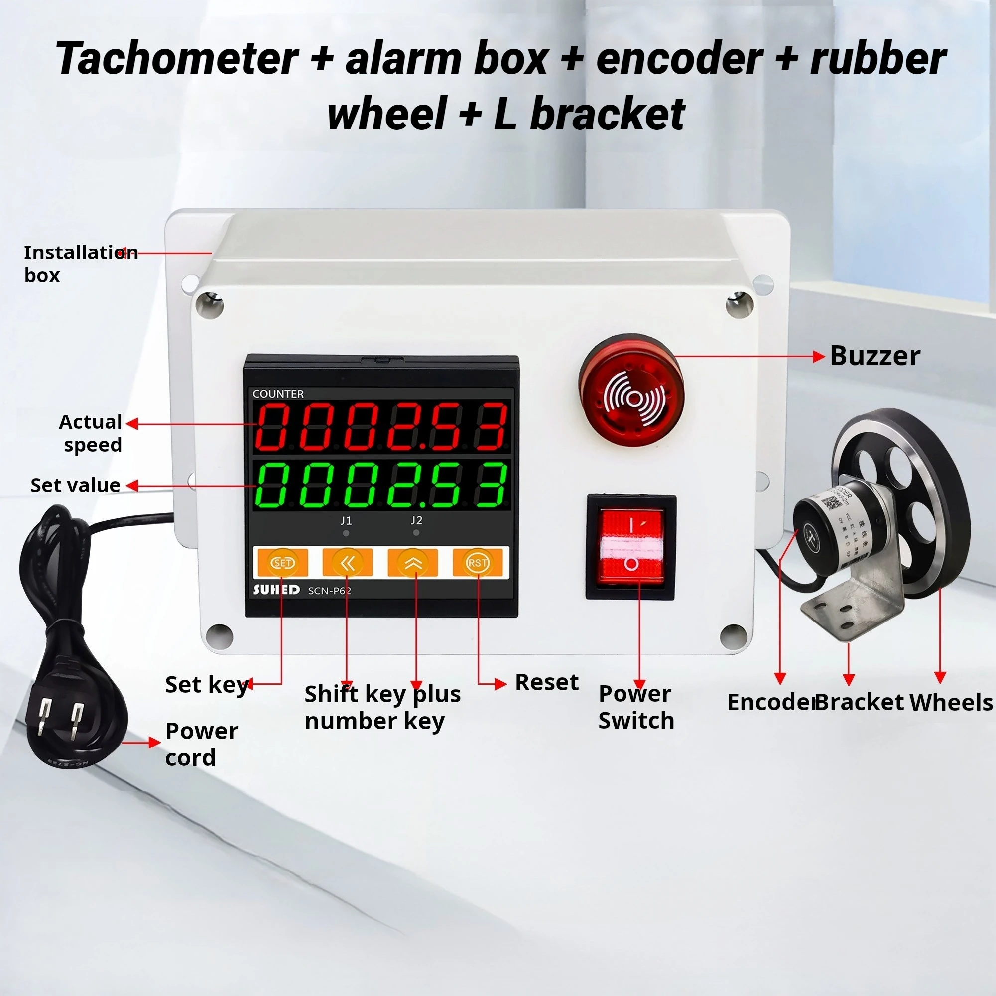 Digital Display Tachometer Industrial Motor Tachometer With Output Control Upper And Lower Limit Alarm Frequency Table