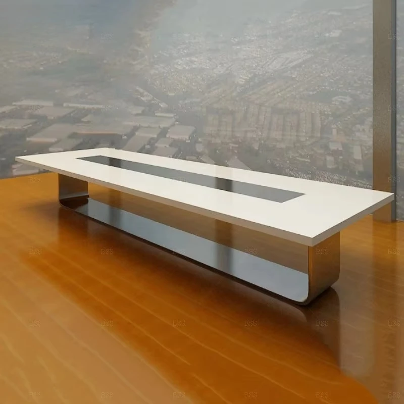 إيطاليا تصميم رائجة البيع مستطيل كبير الحجم 16ft طويل 18 مقاعد الرخام الاصطناعي مكتب طاولة المؤتمرات الحديثة