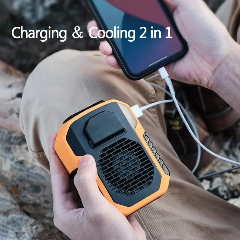 R9CD محمولة شخصية معلقة مروحة الخصر 6000mah 3 تروس مكيف الهواء باليد