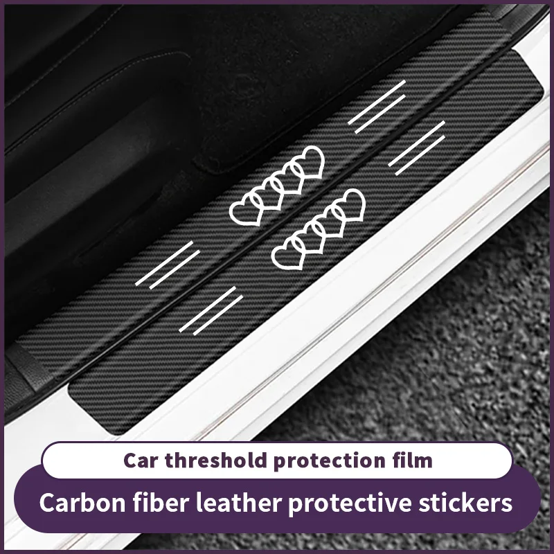 Car Door Sill Strip Cartoon Heart Cute Car Door Foot Pedal Anti-Scratch Protective Sticker Decoration Trunk Anti-Scratch Strip