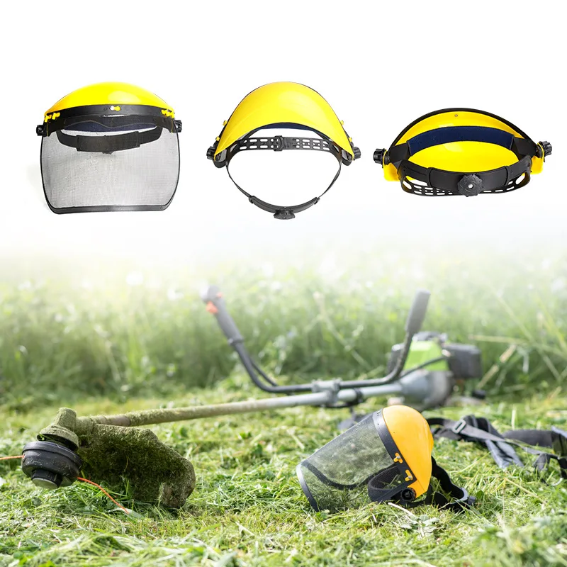 Stainless Steel Garden Grass Trimmer Safety Helmet Hat With Full Face Mesh Protective Mask For Brush Cutter Forestry Protection