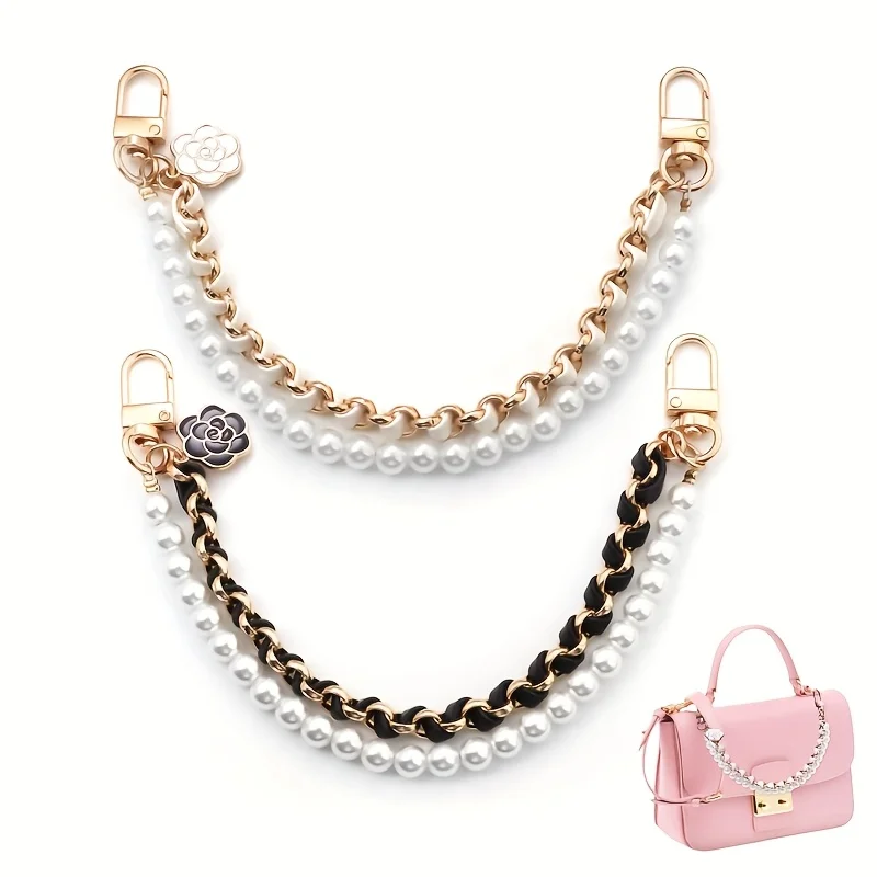 Pearl Purse Extender Chain Bag Imitation Pearl Short Handle Replacement Bag Chain Strap for Handbags Decoration