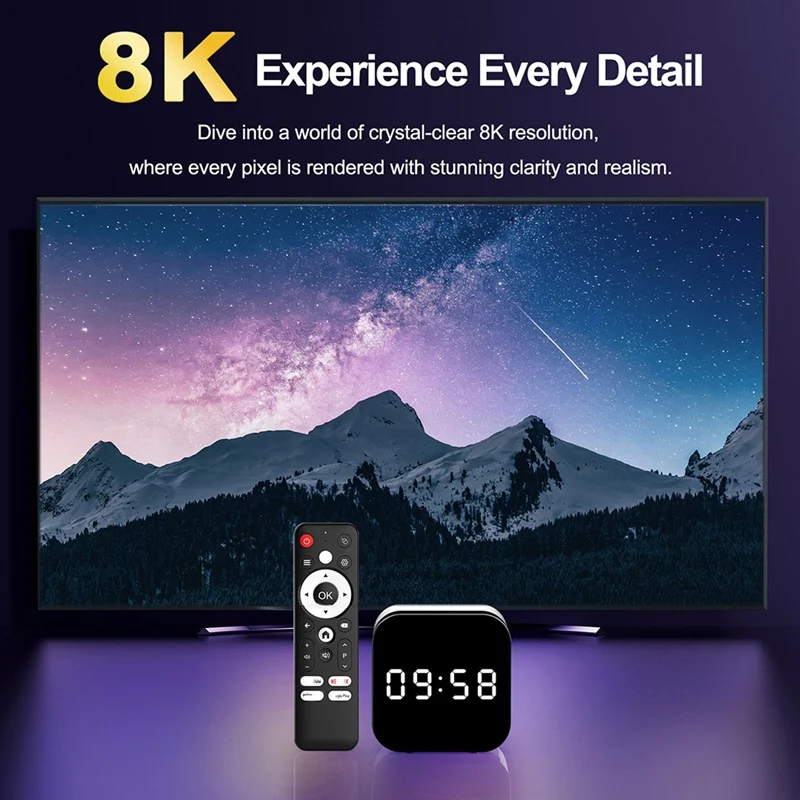 H96 ساعة تلفزيون صندوق فيديو فك Android14 دعم 8K Wifi6 مشغل الوسائط استقبال التلفزيون BT5.0 صوت عن بعد صناديق التلفزيون الولايات المتحدة التوصيل