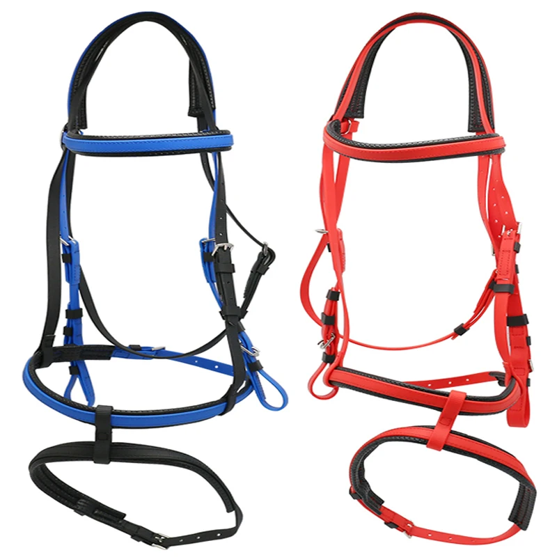 سرج غربي مزدوج الأنف من الماس لركوب الخيل مصنوع من النايلون المتين والجلد PVC على الطراز الأسترالي مع رسن من النايلون #1