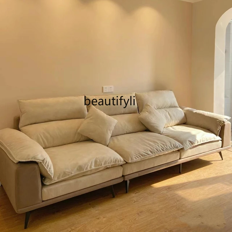 Disposable Nano Faux Leather Leather Living Room Italian Minimalist High-Leg Straight-Row Sofa