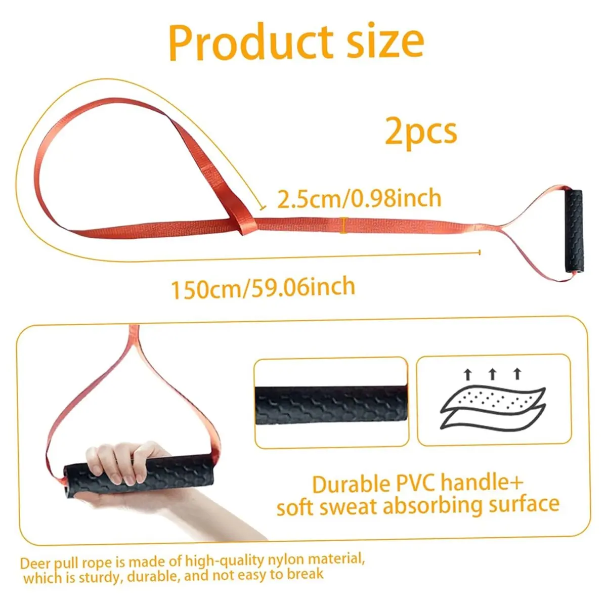 Big Discount Deer Drag Harness 2PCS, Heavy Duty Deer Drag Rope with Non-Slip Handle and Reflective Stripe for Hunters