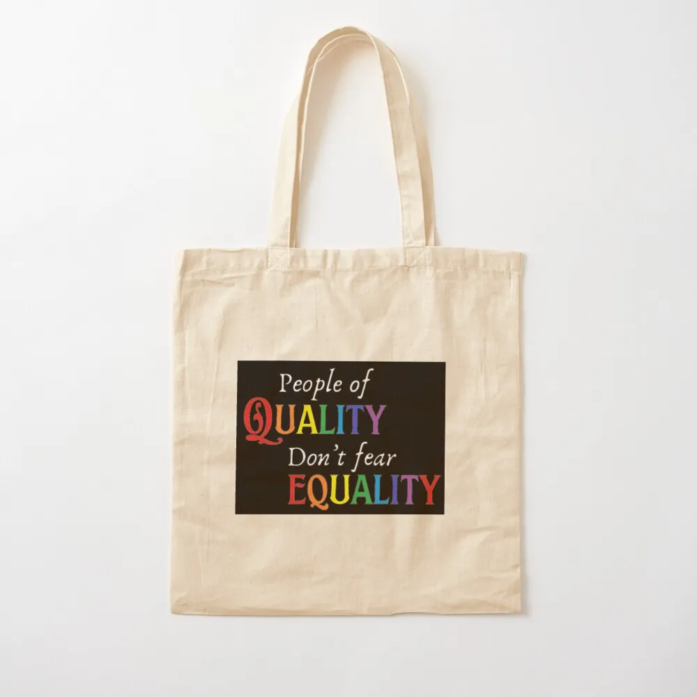 

People of Quality Rainbow on Black Tote Bag reusable shopping bags Cloth bag Eco bag tote bags men