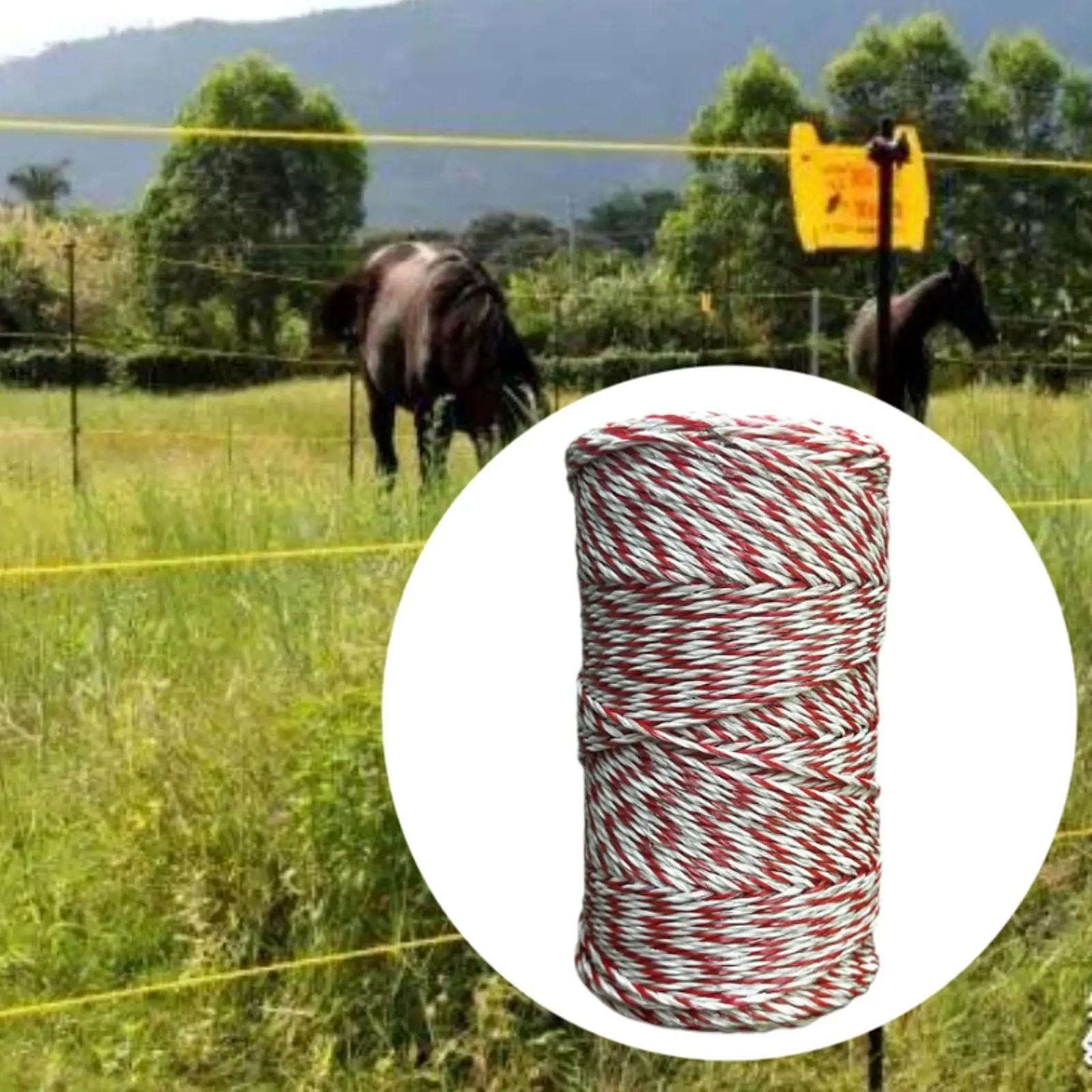 Electric Fence Polywire 656ft Safe Enough for Large Animals Easy Installation Electric Fence Rope Electric Fence Polybraid