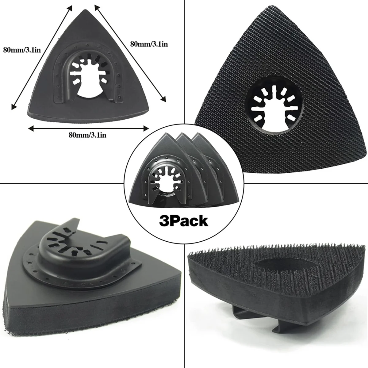 156Pcs Oscillating Tool Sanding Pad Kit, 3Pcs Triangle Sanding Pads and 3Pcs Finger Sanding Pad, 150Pcs