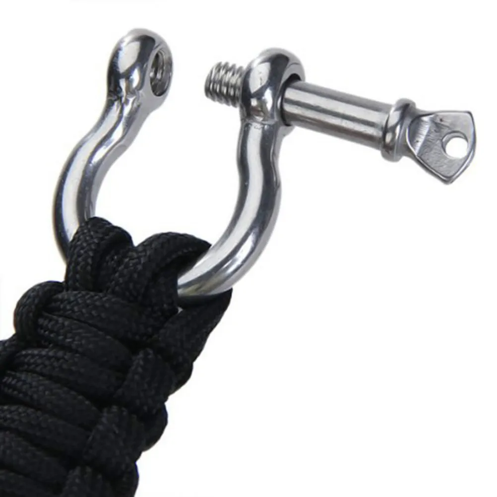 

Outdoor Sports Parachute Cord Survival Bracelet 7-Strand Polyester Black Stainless Steel Shackle Emergency Rope Load 190kg