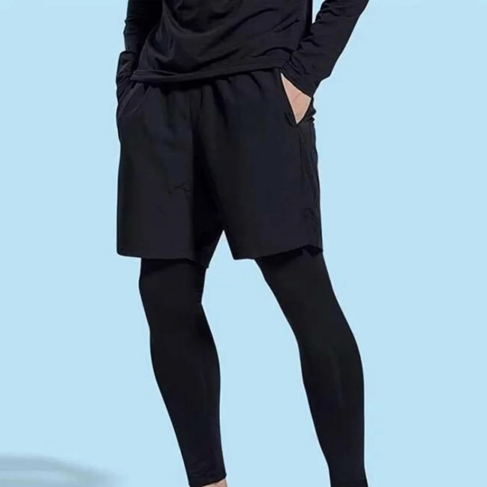 

Спортивные компрессионные шорты-тайтсы 2-в-1 для баскетбола и бега, дышащие, быстросохнущие, влагоотводящие, мужские