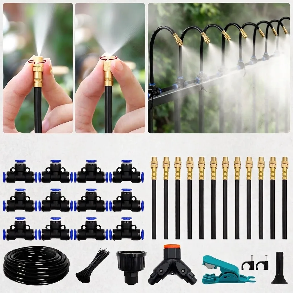 DIY Free Bending Universal Spray Kit For Garden Greenhouse Plant Watering Irrigation Patio Misting Cooling System Easy Install