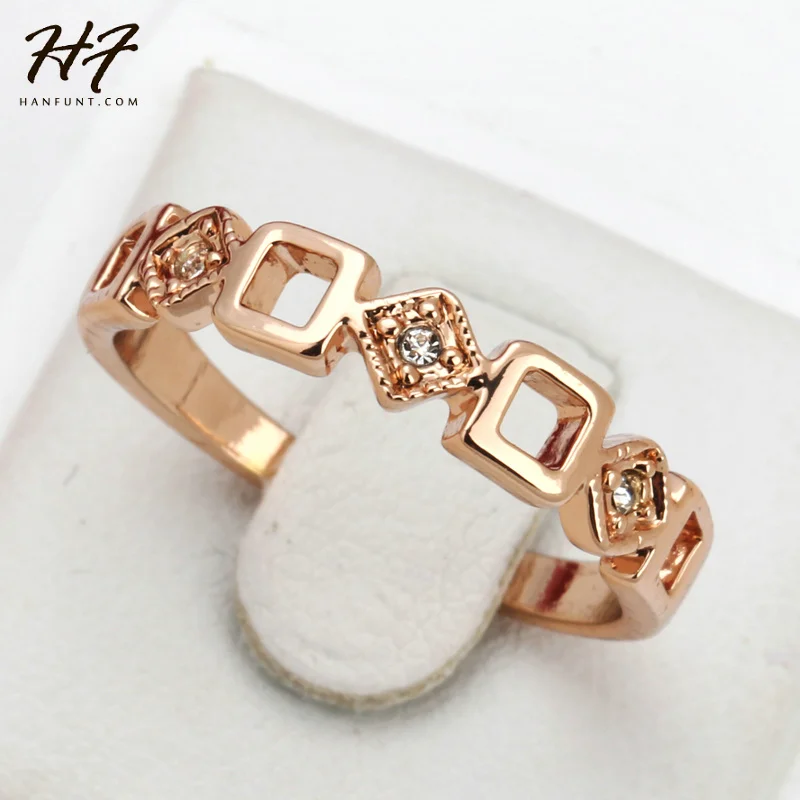 Top Quality Concise Crystal  Ring Rose Gold Color Austrian Crystals Full Sizes HotSale R197
