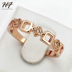 Top Quality Concise Crystal Ring Rose Gold Color Austrian Crystals Full Sizes HotSale R197