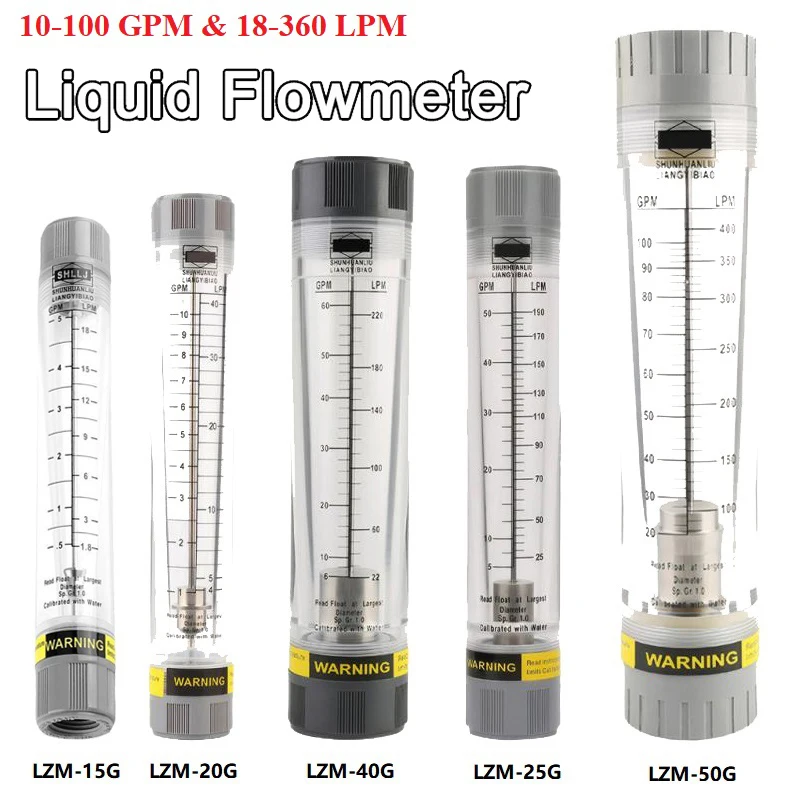 

LZM-15G/LZM-20G/LZM-25G/LZM-40G/LZM-50G Cylindrical Tube Type Liquid Flowmeter 10-100 GPM & 18-360 LPM 5 Size Female Thread