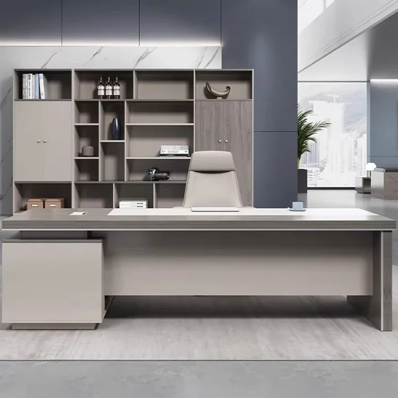 Long Luxury Office Desk Minimalist Nordic Design Organizers Aesthetic Office Desk Wooden Lshaped