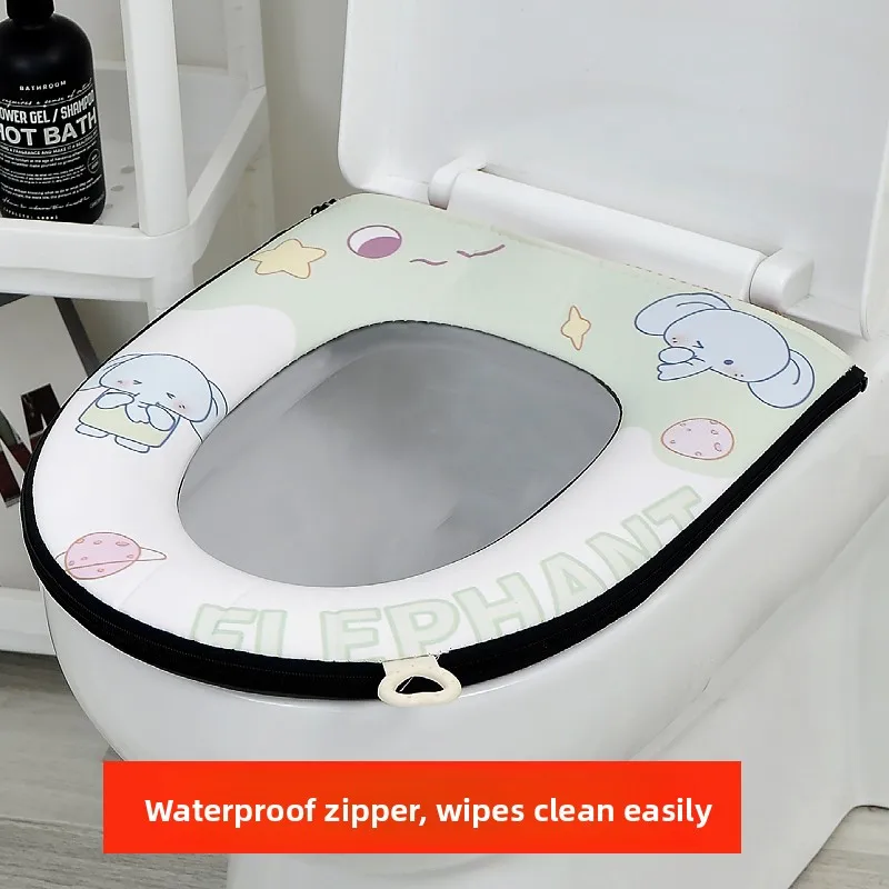 

Водонепроницаемый чехол для унитаза, зимний, новинка 2025 года, универсальный, на все сезоны, на молнии, для домашнего использования, круглая подушка для унитаза, мультяшный, милый