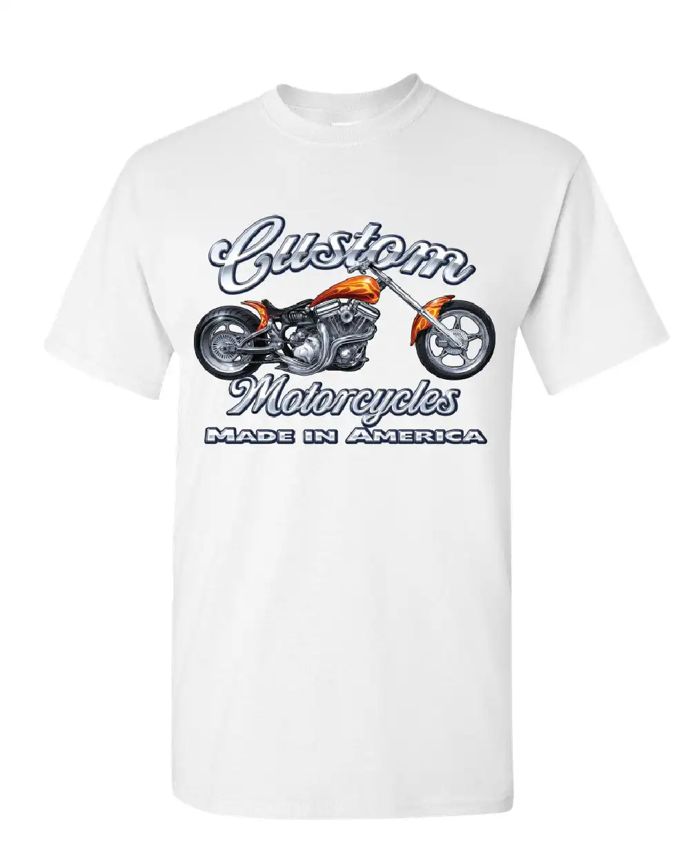 Custom Motorcycles Biker Chopper American Tradition T-Shirt Cotton O-Neck Short Sleeve Summer Casual Mens Tee Streetwear - view 2