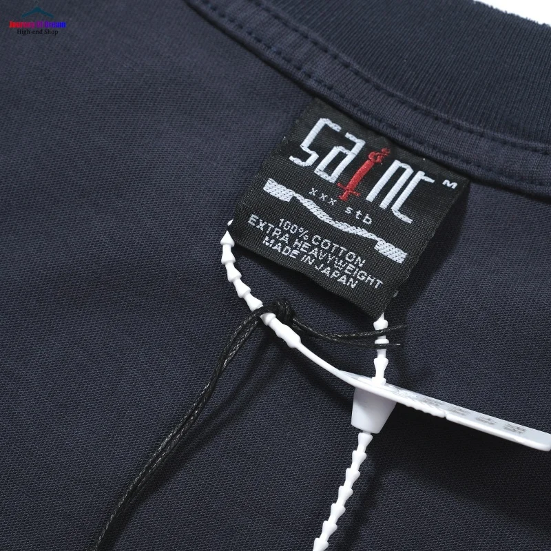 Saint Anime TEE Highest Quality 1:1 Retro Blue Round Neck Destroyed Summer Short Sleeve T-Shirt Tops