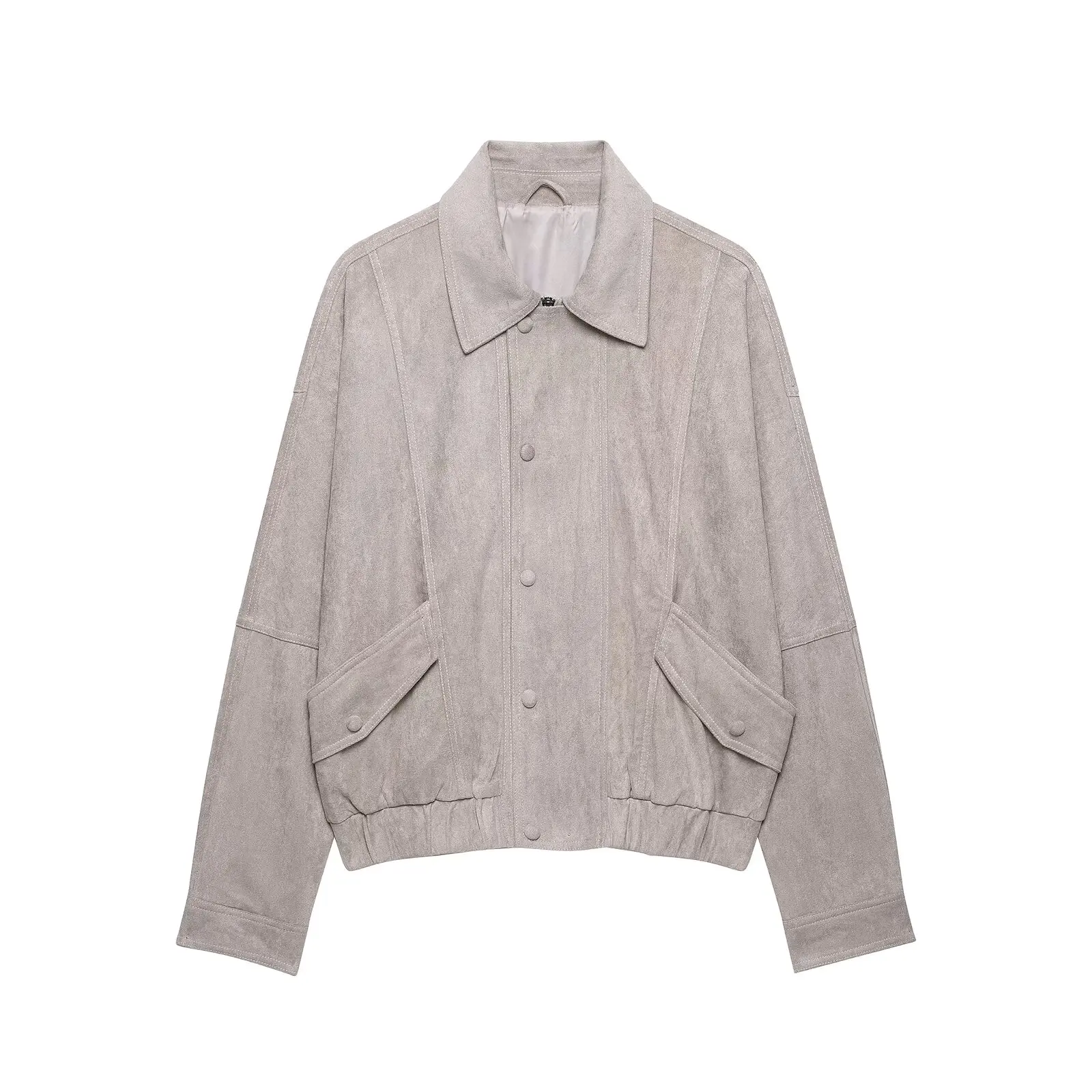 2026 Spring Autumn Women's Motor Biker Faux Suede Leather Jackets Lady Vintage Zipper Pocket Button Loose Bomber Oversized Coats