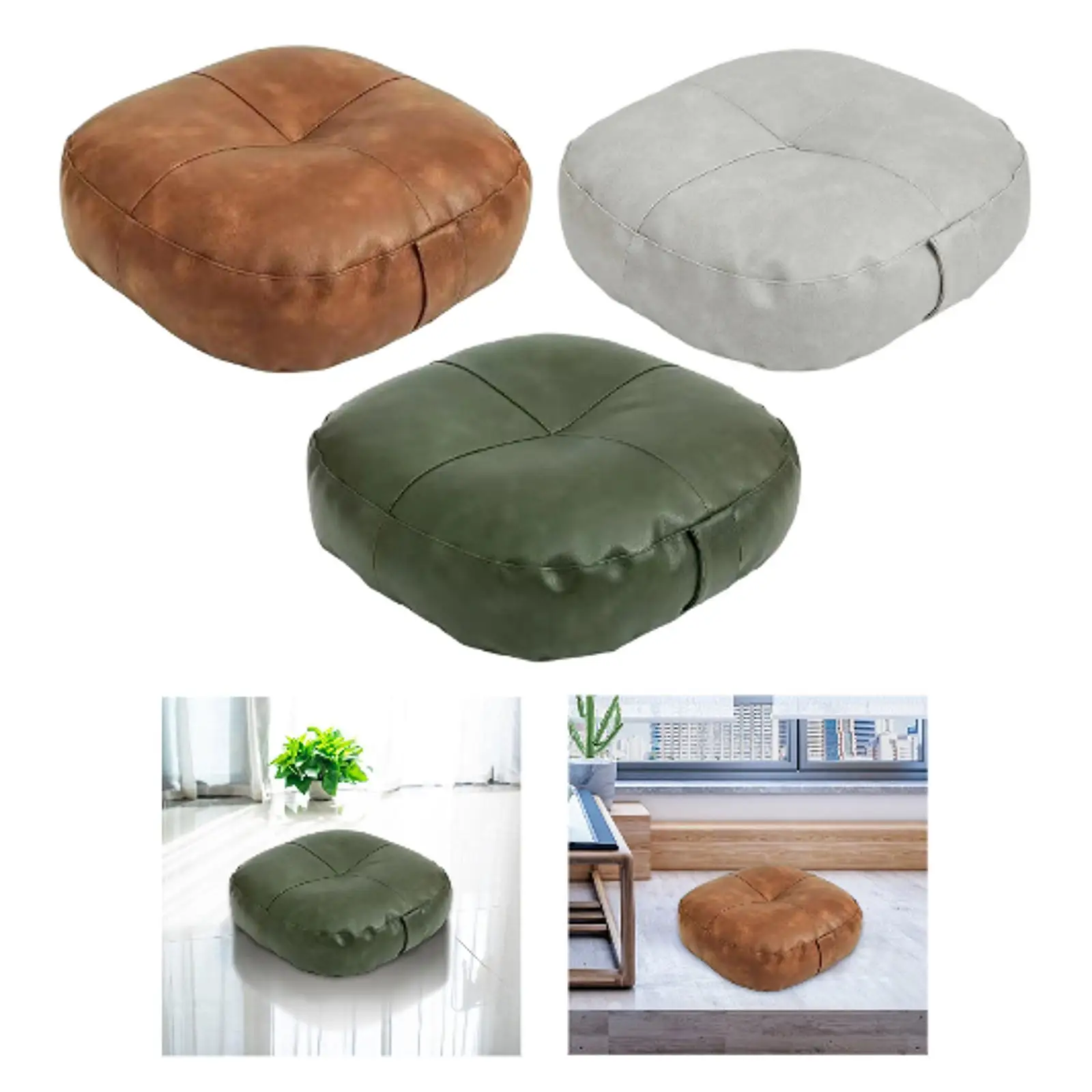 Floor Seating Cushion Meditation Cushion Comfortable PU Leather Floor Pillow for Yoga Office Chair Bedroom Reading Pet Sleeping