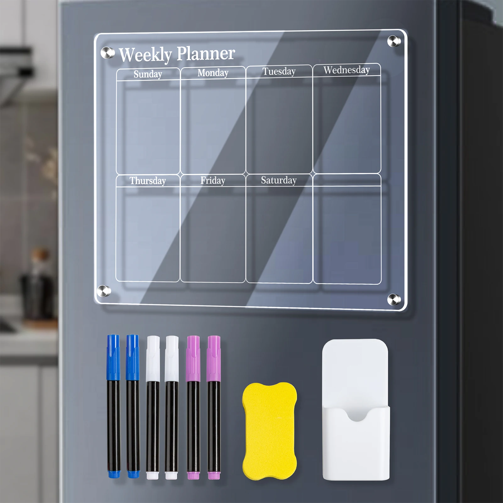 

Прозрачная акриловая магнитная ежемесячная и еженедельная доска для планирования для календаря на холодильник 40*30 см акриловая магнитная доска для сухого стирания для холодильника