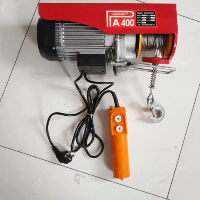 Mini Electric Hoist Lifting Tools Windlass 400KG 110V 220V Electric Winch Wire Rope Hoist With EU-plug