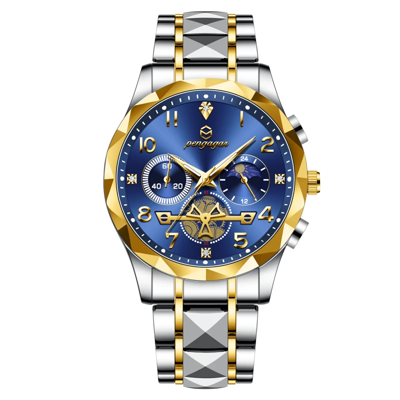 

PENGAGAR Luxury Men Watch Top Original Waterproof Luminous Chronograph Man Wristwatch Stainless Steel Quartz Men's Watches Reloj