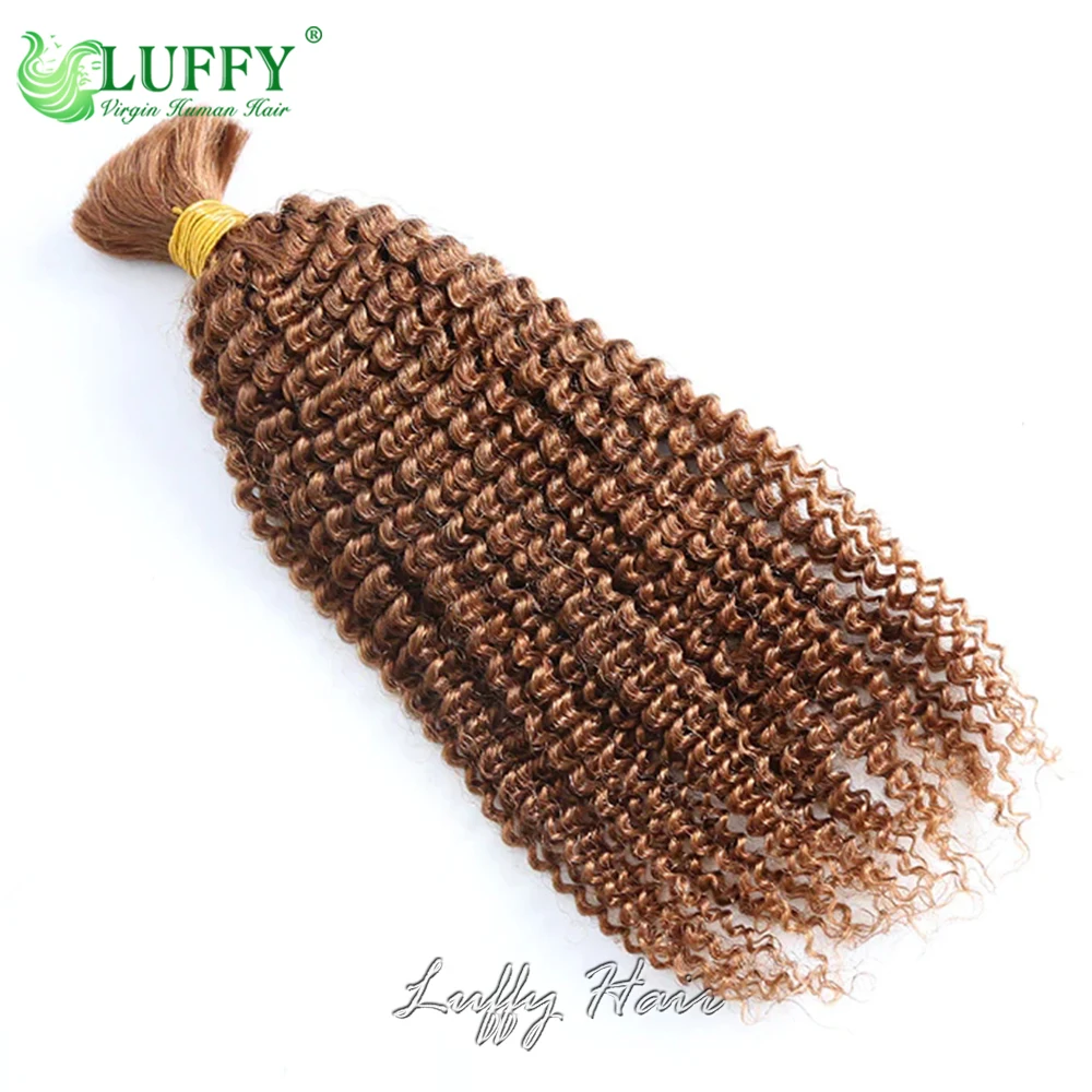 #27 #30 Color Afro Kinky Curly Human Hair Bulk for Braiding Remy Human Hair Extension Bundles No Weft Boho Braids For Women