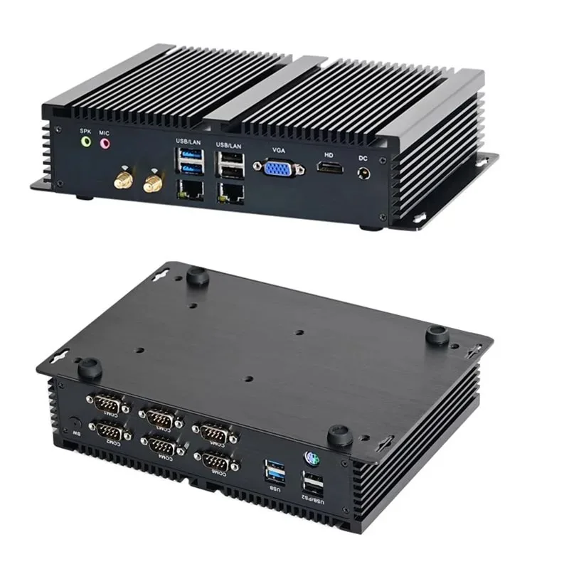 

Мини-ПК в теле 10GEN RS232, 422, 485 COM USB WIFI Промышленный ПК Настольный компьютер Промышленный компьютер 6 COM Dual LAN Безвентиляторный